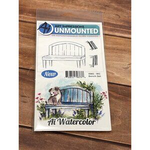 ART IMPRESSIONS 4965 WC BENCH RUBBER UNMOUNTED STAMP SET OF 3 GARDEN SPRING